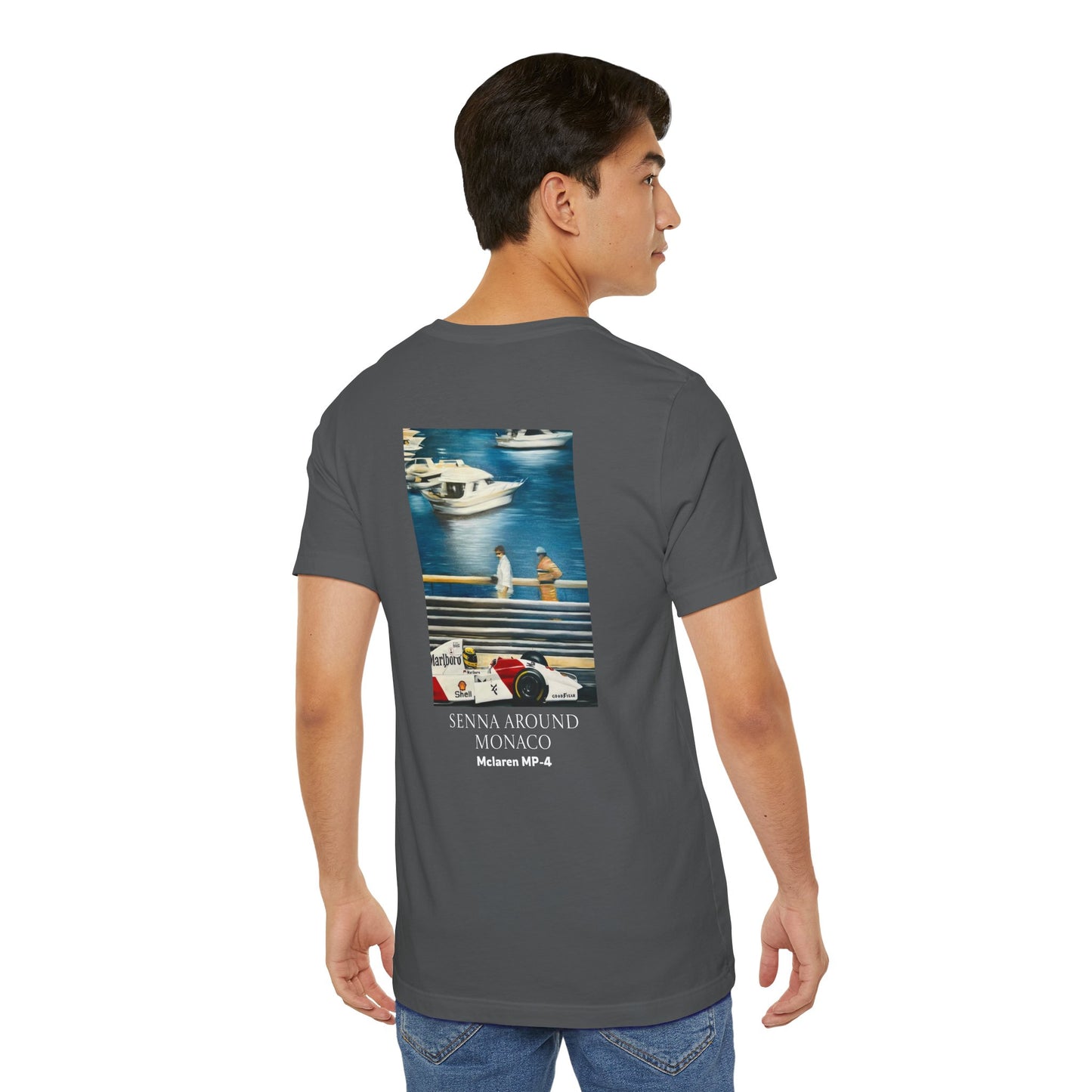 T-Shirt — Senna Around Monaco Graphic Tee (McLaren MP4-2 Art)