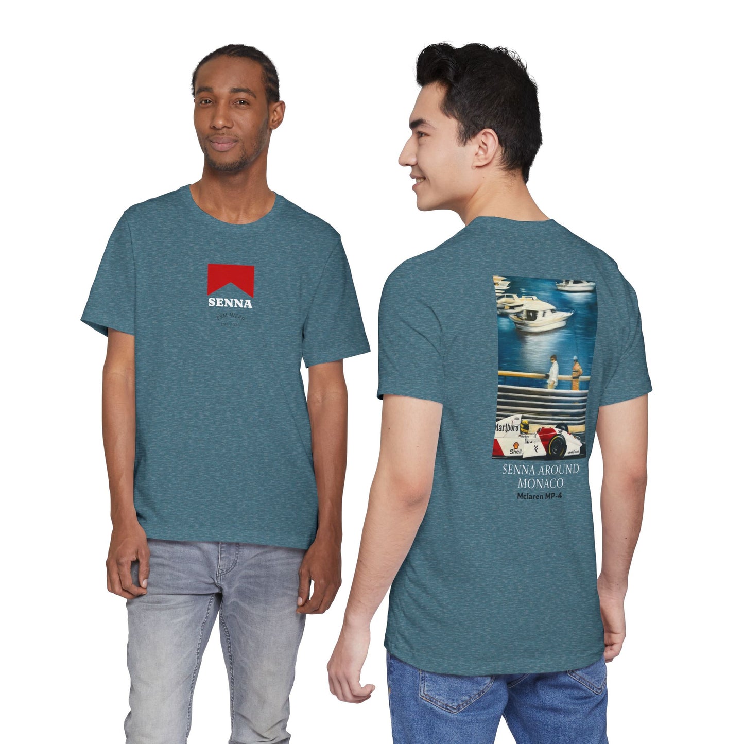T-Shirt — Senna Around Monaco Graphic Tee (McLaren MP4-2 Art)