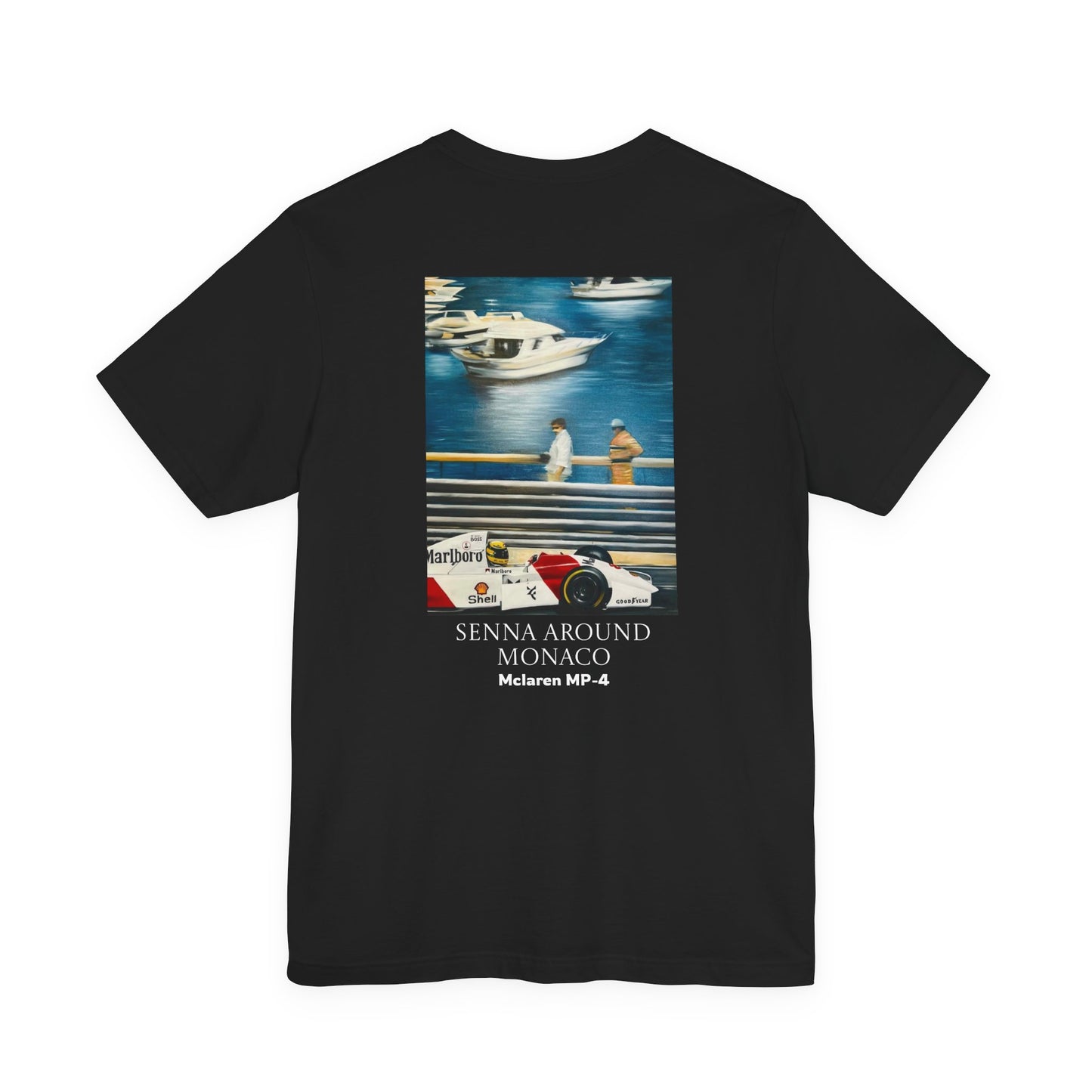 T-Shirt — Senna Around Monaco Graphic Tee (McLaren MP4-2 Art)