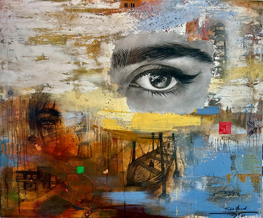 Abstract Mixed-Media Eye Canvas Print