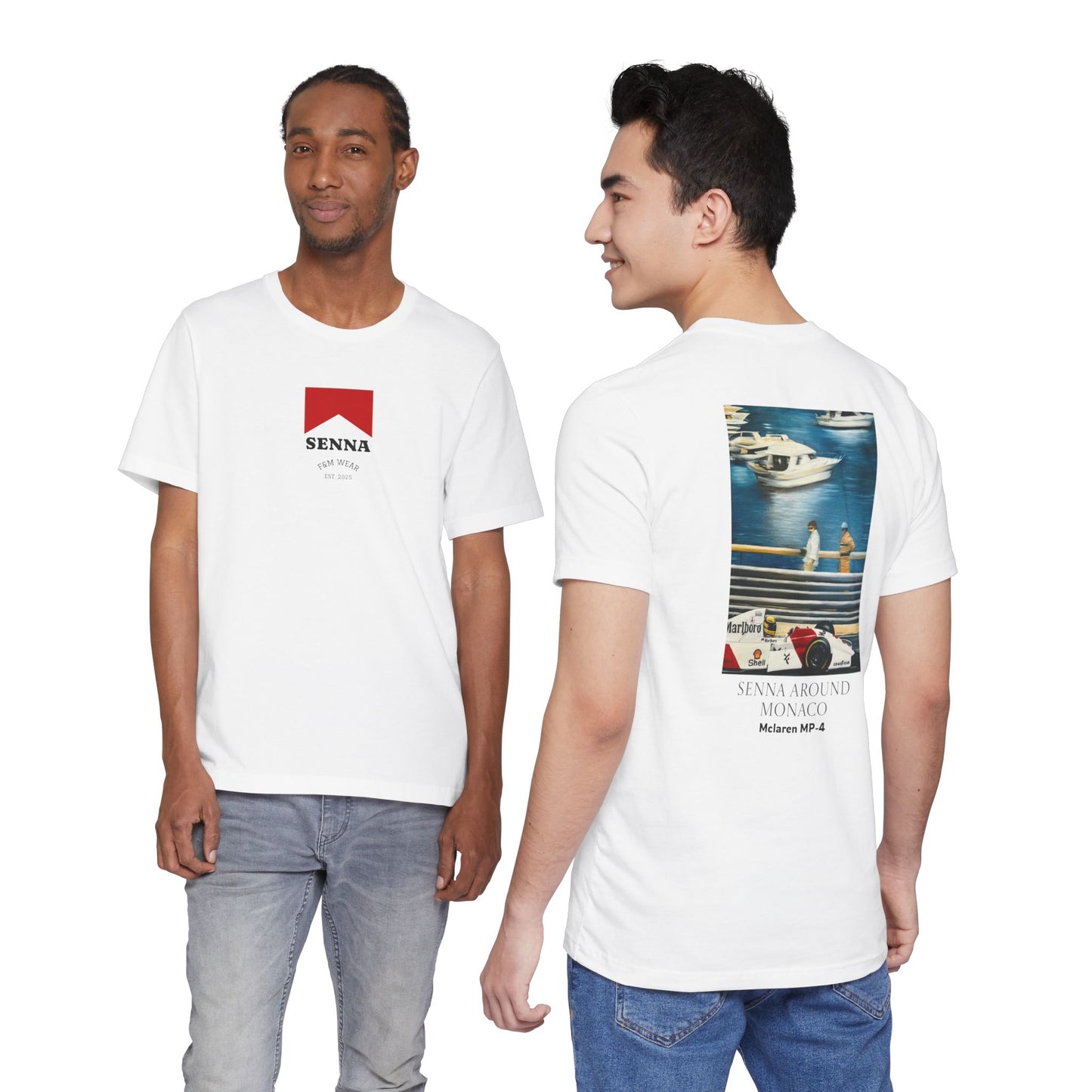 T-Shirt — Senna Around Monaco Graphic Tee (McLaren MP4-2 Art)