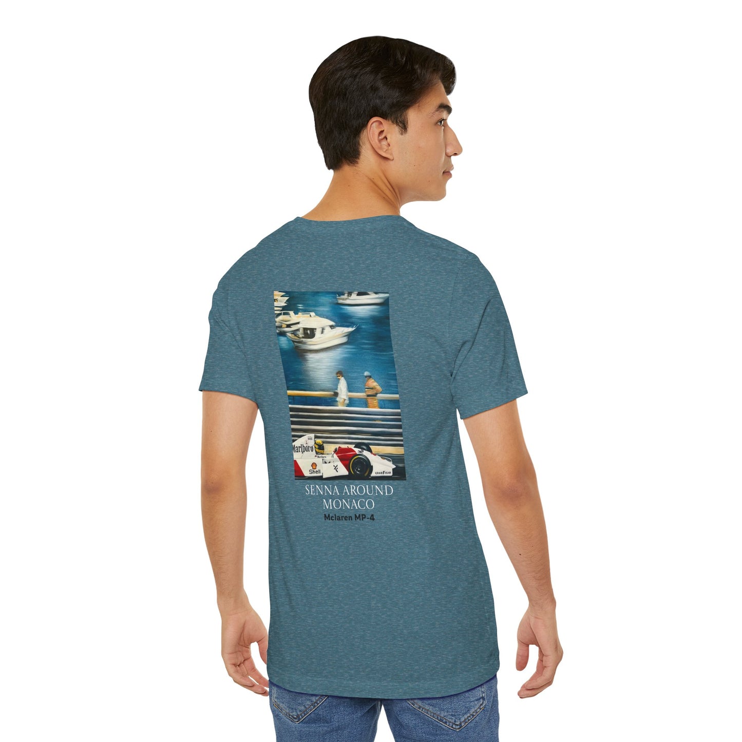 T-Shirt — Senna Around Monaco Graphic Tee (McLaren MP4-2 Art)