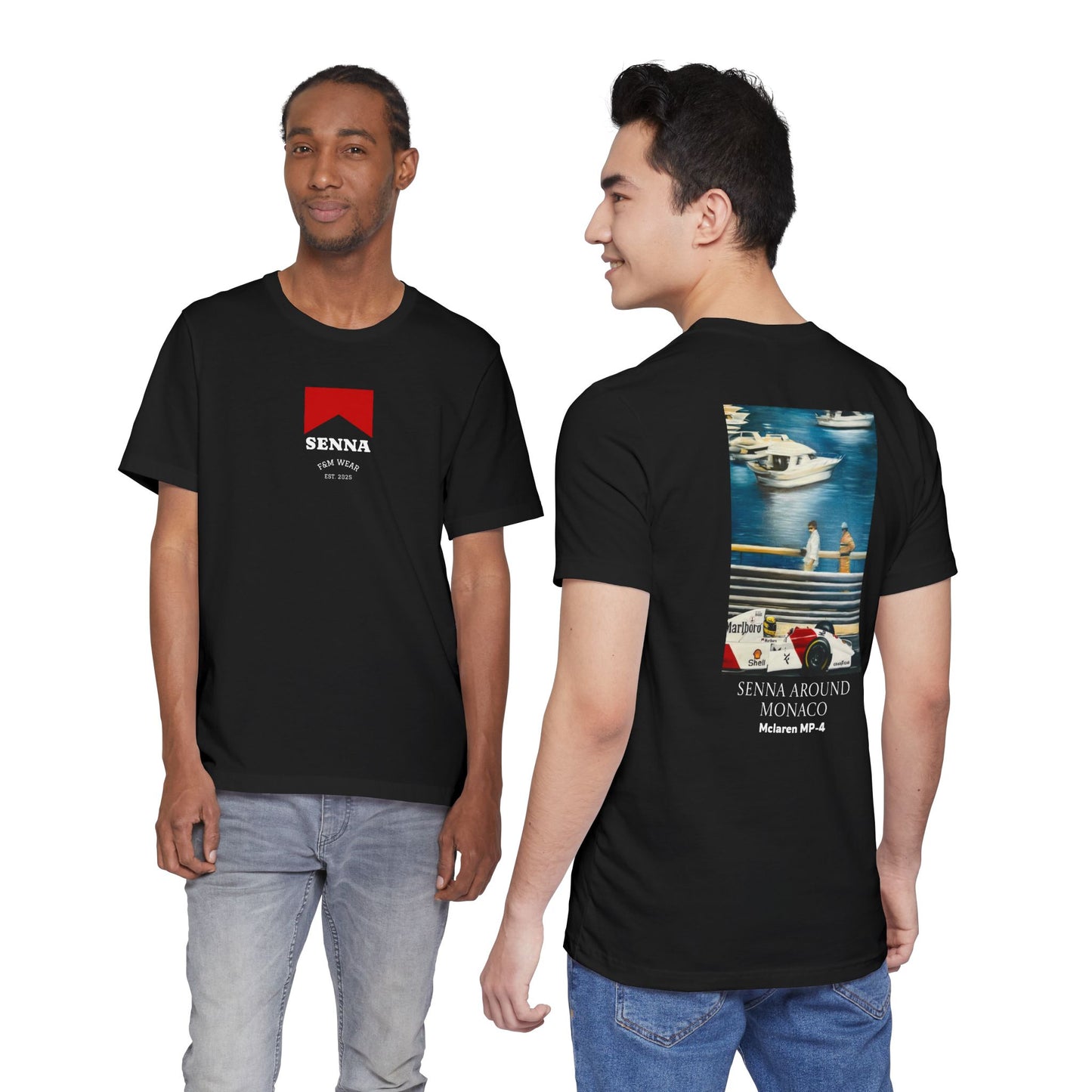 T-Shirt — Senna Around Monaco Graphic Tee (McLaren MP4-2 Art)