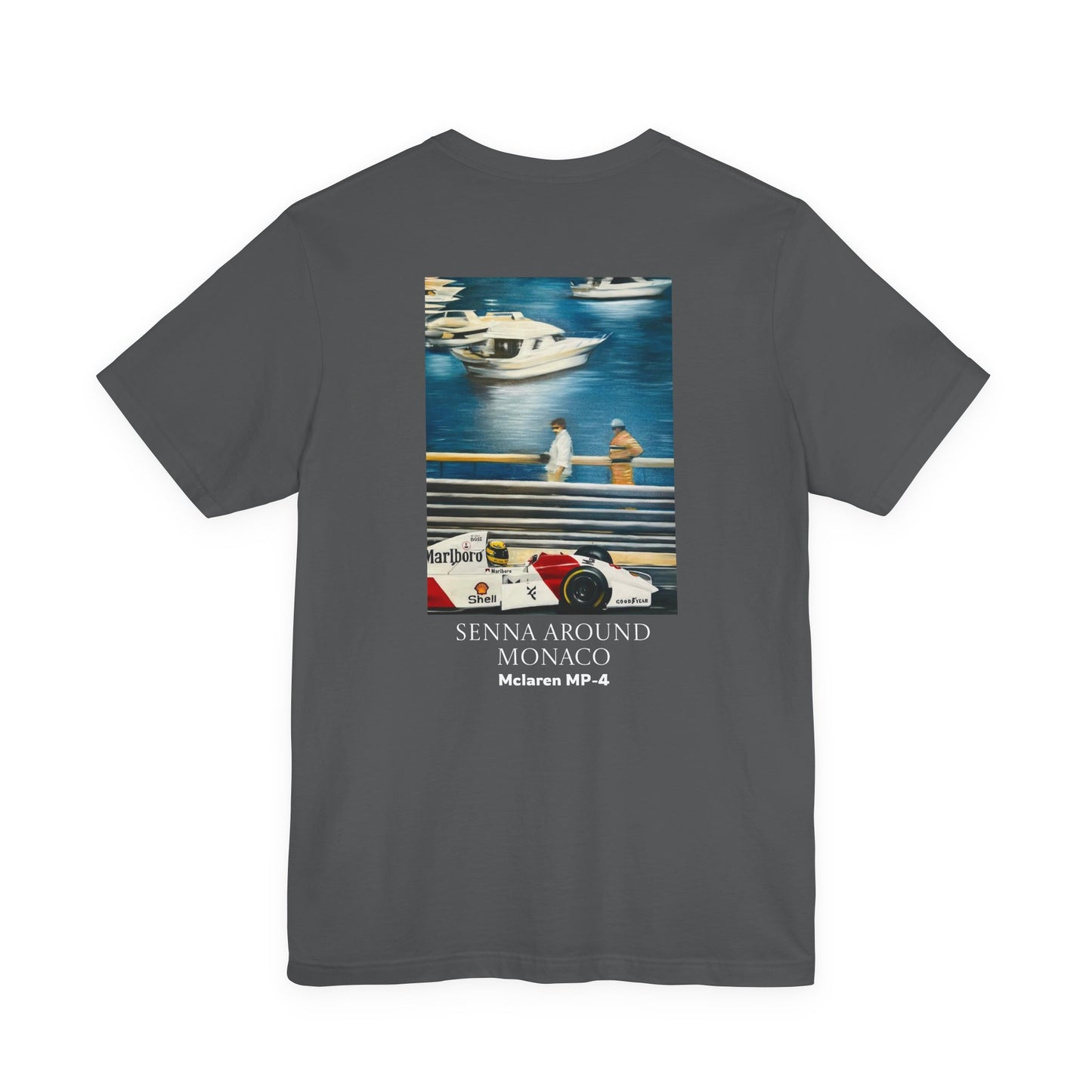 T-Shirt — Senna Around Monaco Graphic Tee (McLaren MP4-2 Art)